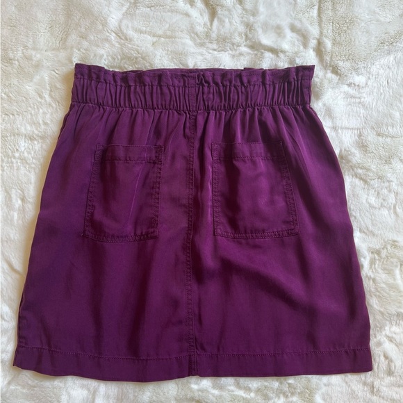LOFT Emory Paperbag Waist Skirt | Plum Burgundy | Size 6 - Picture 2 of 7